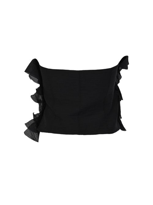 Top a fascia con rouches in mussola di cotone Nero Alpha studio | AD-6540P2002